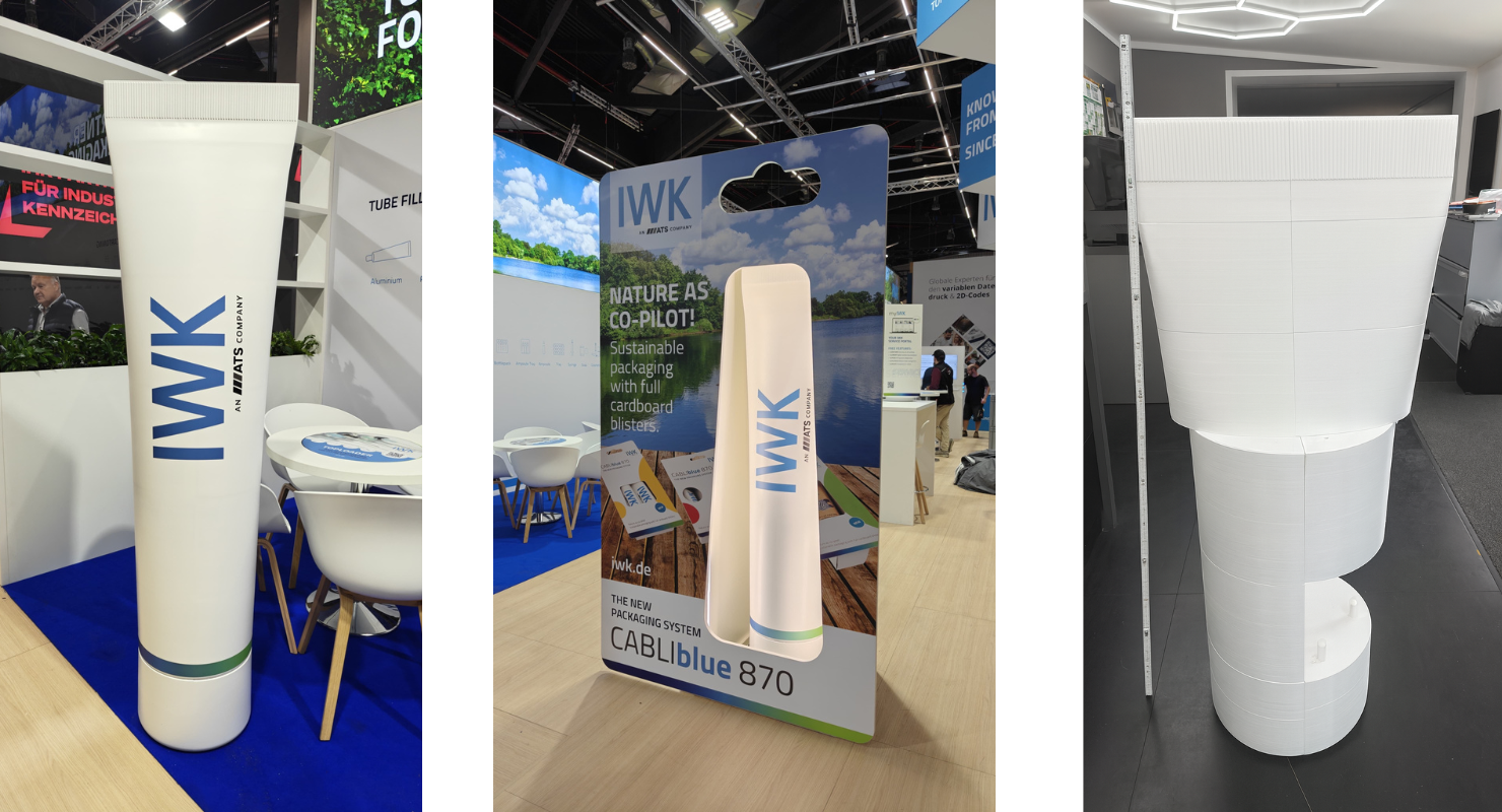 XXL Creme Tube als Exponatbau für IWK auf der Fachpack Nürnberg